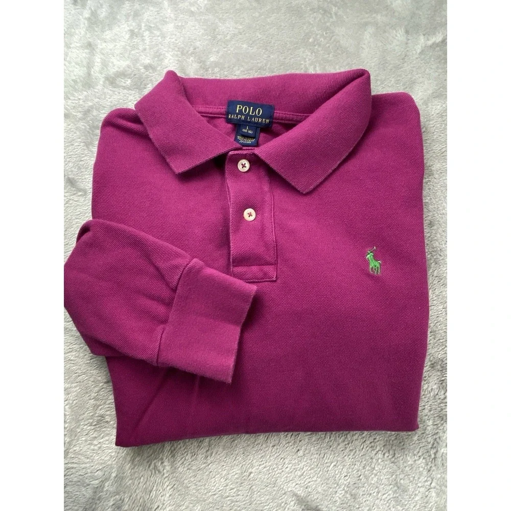 Polo Ralph Lauren long Sleeve polo Kids Girls Fuchsia Top L‎ (14-16)